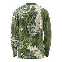 Green Polynesian Tribal Frangipani Tropical Vibe Long Sleeve Shirt LT14 - Polynesian Pride