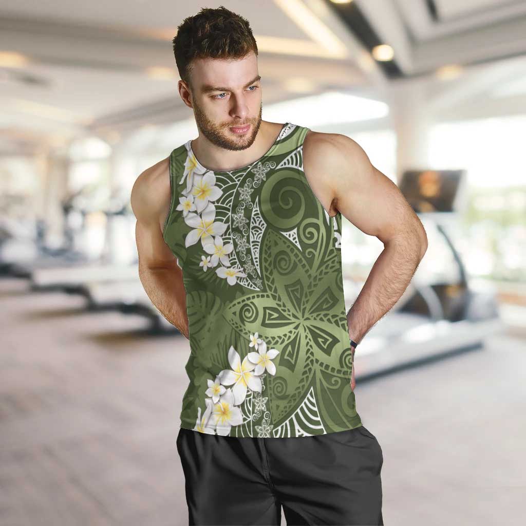 Green Polynesian Tribal Frangipani Tropical Vibe Men Tank Top LT14 Green - Polynesian Pride