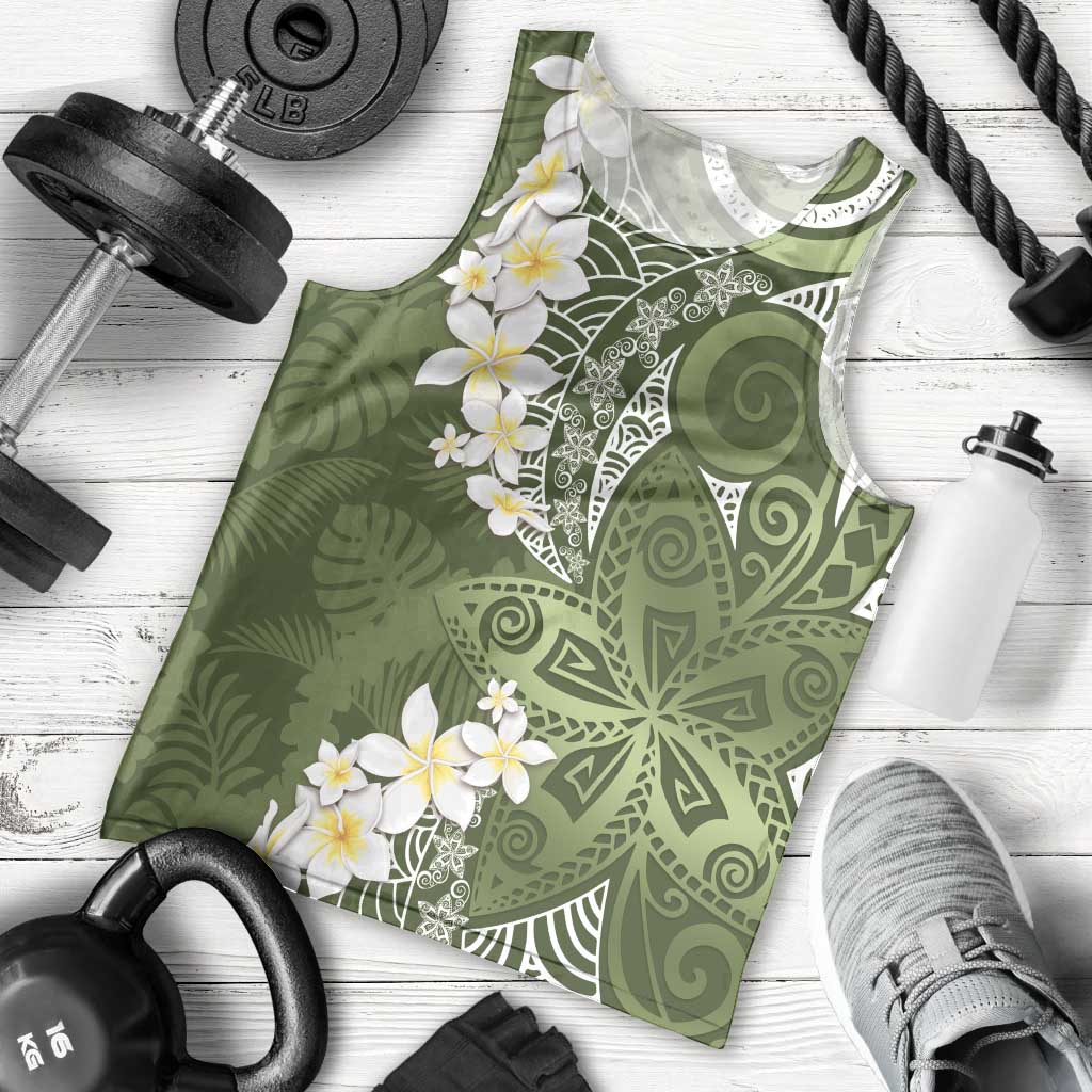 Green Polynesian Tribal Frangipani Tropical Vibe Men Tank Top LT14 - Polynesian Pride