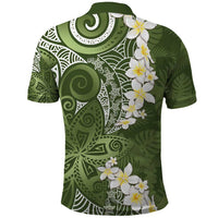 Green Polynesian Tribal Frangipani Tropical Vibe Polo Shirt
