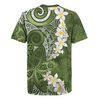 Green Polynesian Tribal Frangipani Tropical Vibe Rugby Jersey