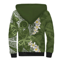 Green Polynesian Tribal Frangipani Tropical Vibe Sherpa Hoodie LT14 - Polynesian Pride