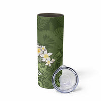 Green Polynesian Tribal Frangipani Tropical Vibe Skinny Tumbler
