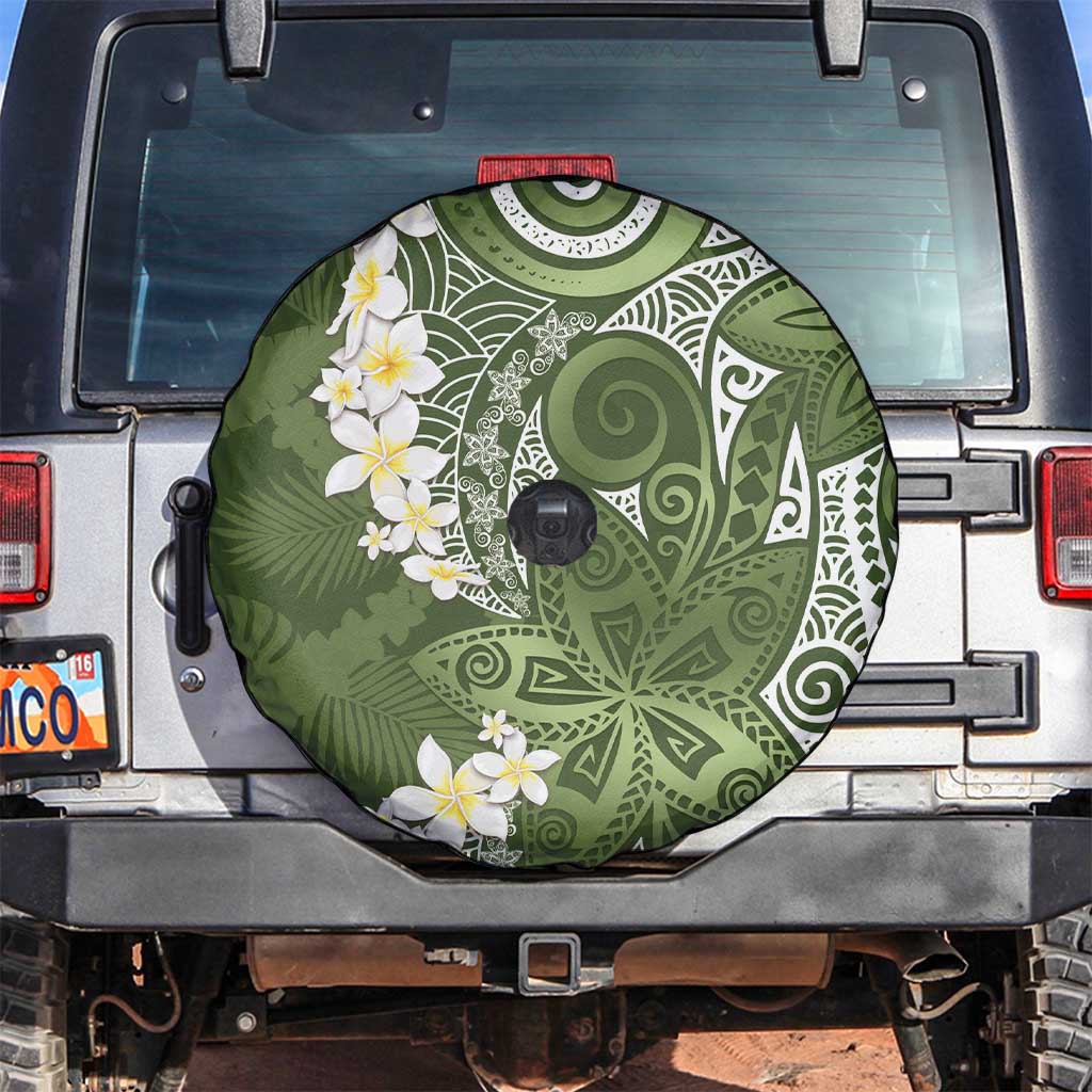 Green Polynesian Tribal Frangipani Tropical Vibe Spare Tire Cover LT14 Green - Polynesian Pride