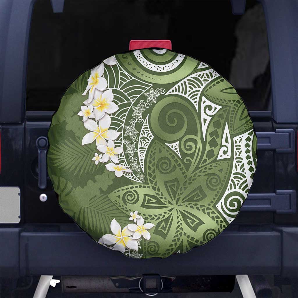 Green Polynesian Tribal Frangipani Tropical Vibe Spare Tire Cover LT14 No hole Green - Polynesian Pride