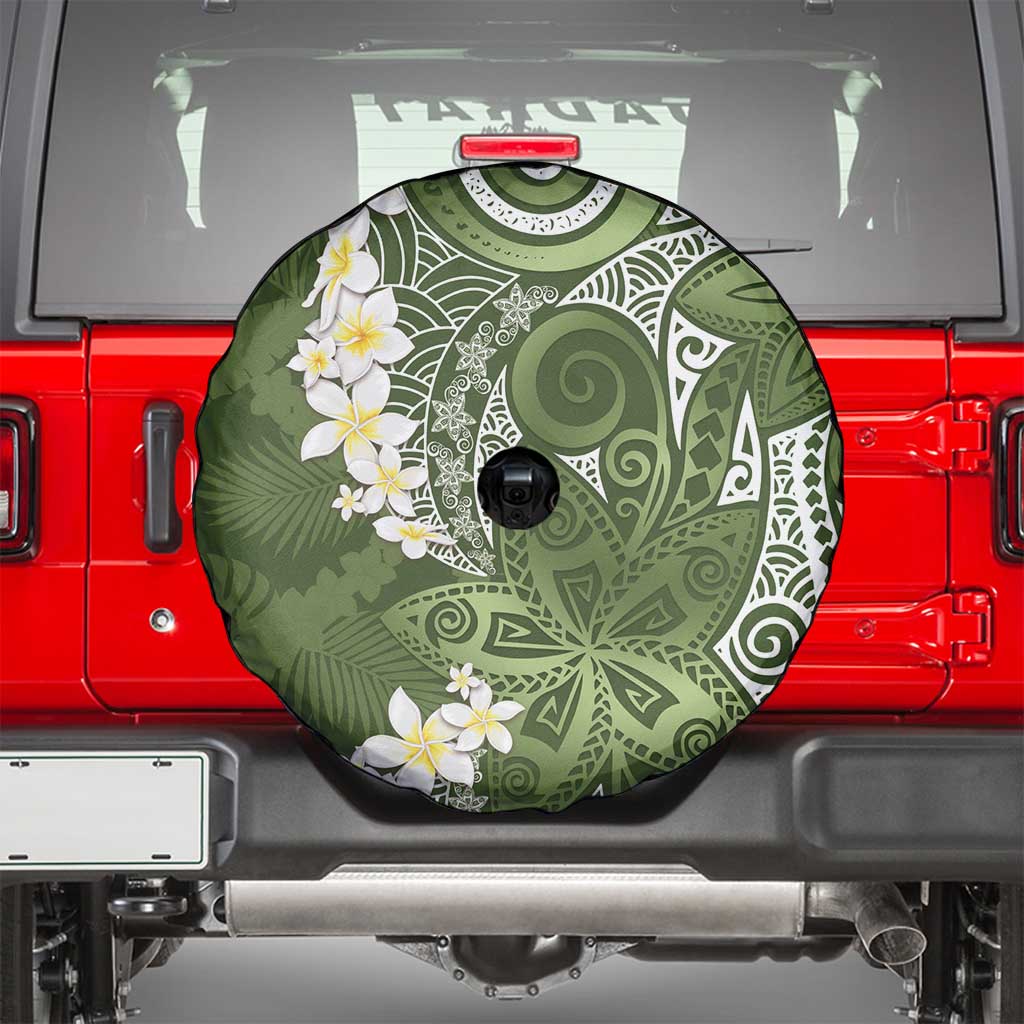 Green Polynesian Tribal Frangipani Tropical Vibe Spare Tire Cover LT14 - Polynesian Pride
