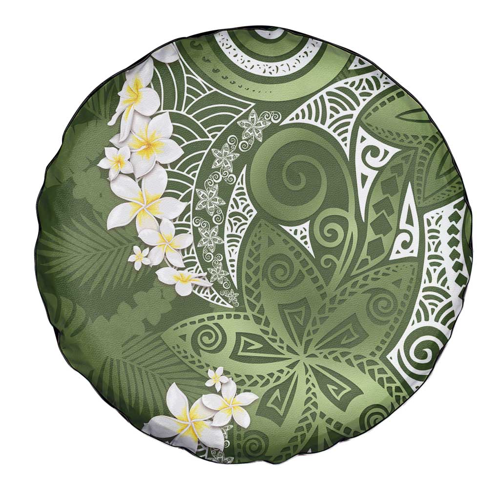 Green Polynesian Tribal Frangipani Tropical Vibe Spare Tire Cover LT14 - Polynesian Pride
