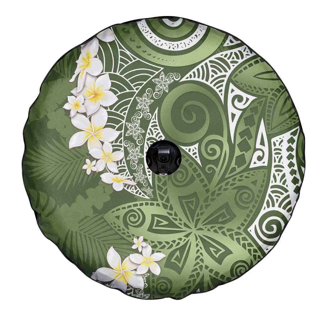 Green Polynesian Tribal Frangipani Tropical Vibe Spare Tire Cover LT14 - Polynesian Pride