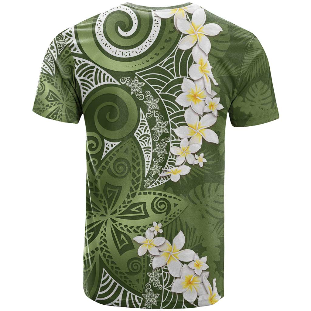 Green Polynesian Tribal Frangipani Tropical Vibe T Shirt