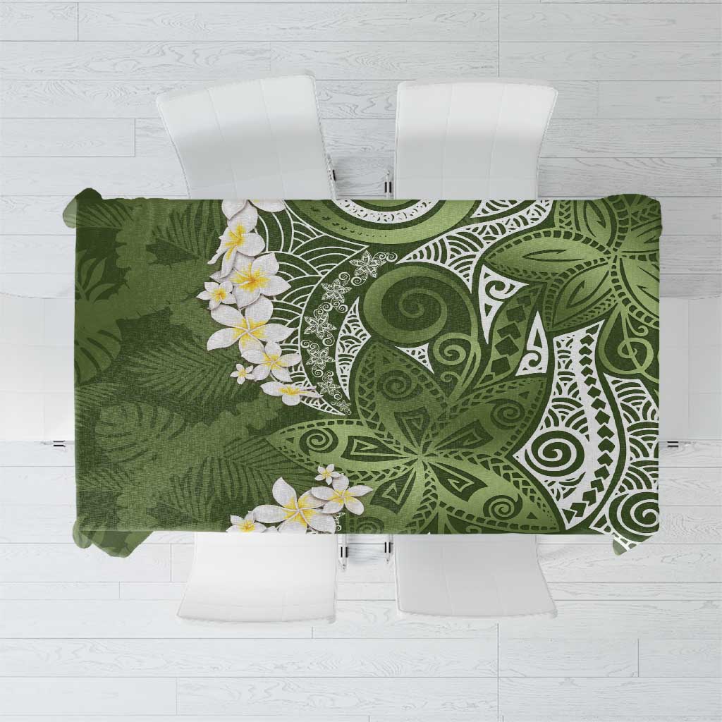 Green Polynesian Tribal Frangipani Tropical Vibe Tablecloth LT14 Green - Polynesian Pride