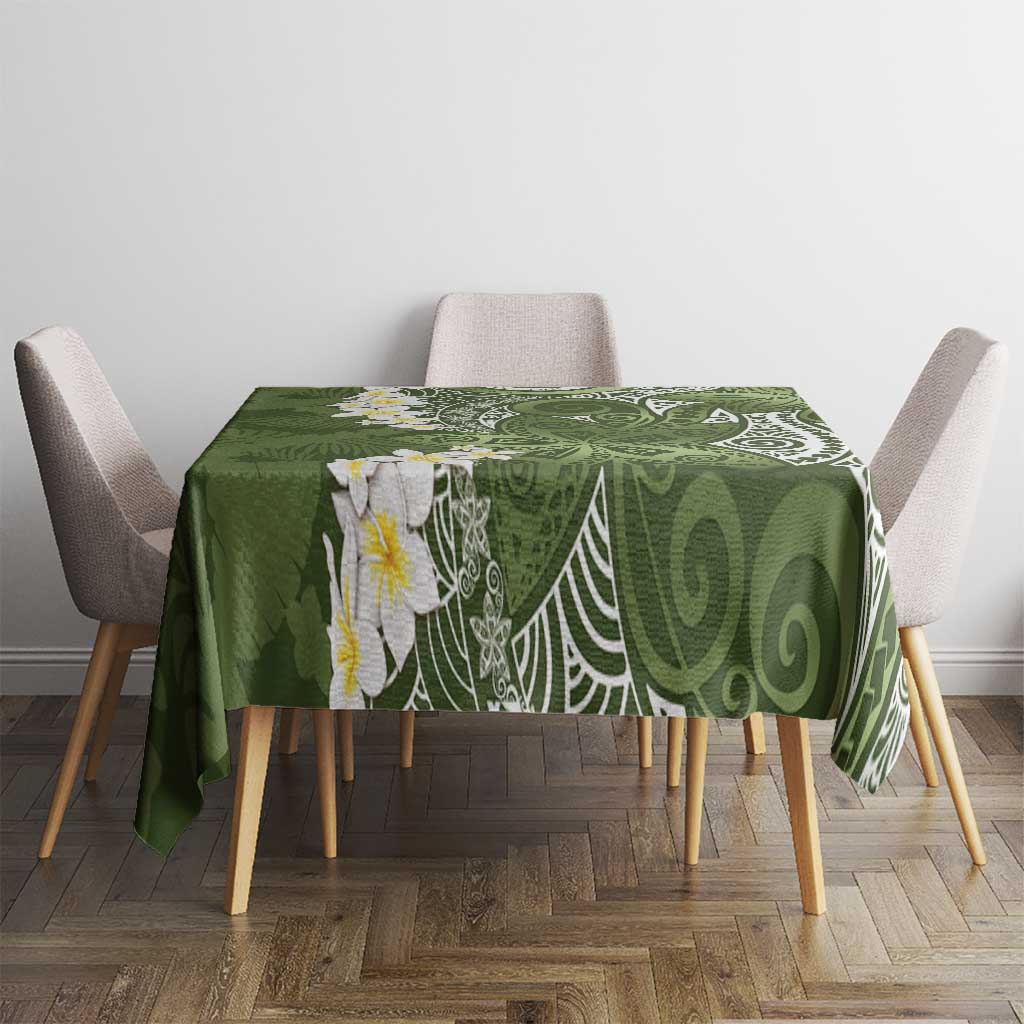 Green Polynesian Tribal Frangipani Tropical Vibe Tablecloth LT14 - Polynesian Pride