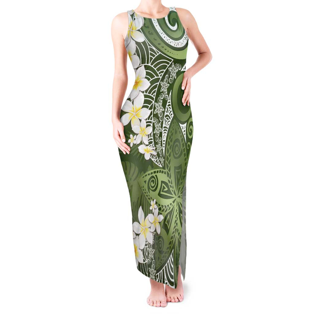 Green Polynesian Tribal Frangipani Tropical Vibe Tank Maxi Dress LT14 Women Green - Polynesian Pride