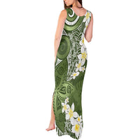Green Polynesian Tribal Frangipani Tropical Vibe Tank Maxi Dress LT14 - Polynesian Pride