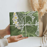 Green Polynesian Tribal Frangipani Tropical Vibe Wrapping Paper LT14 - Polynesian Pride