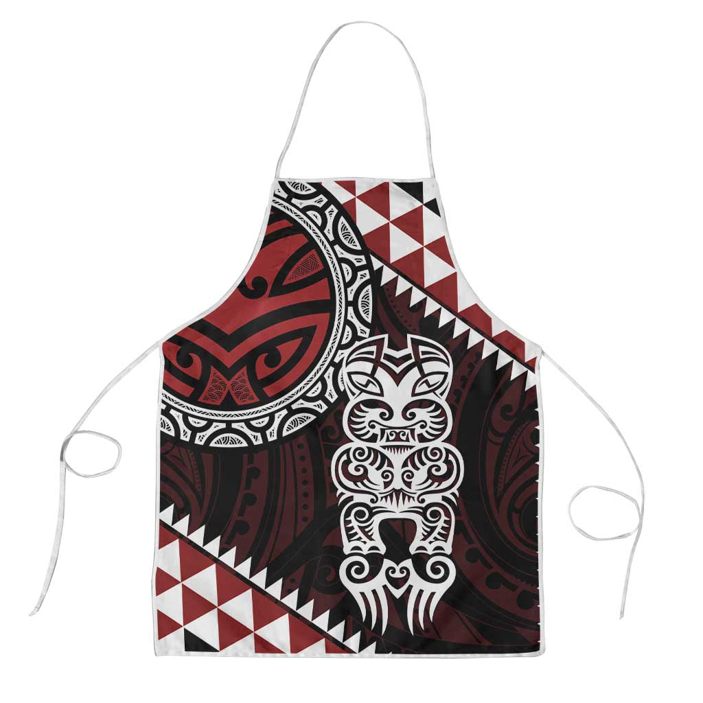 Red Aotearoa Niho Taniwha Apron Maori Mythology Tooth - Taniko Motifs - Polynesian Pride