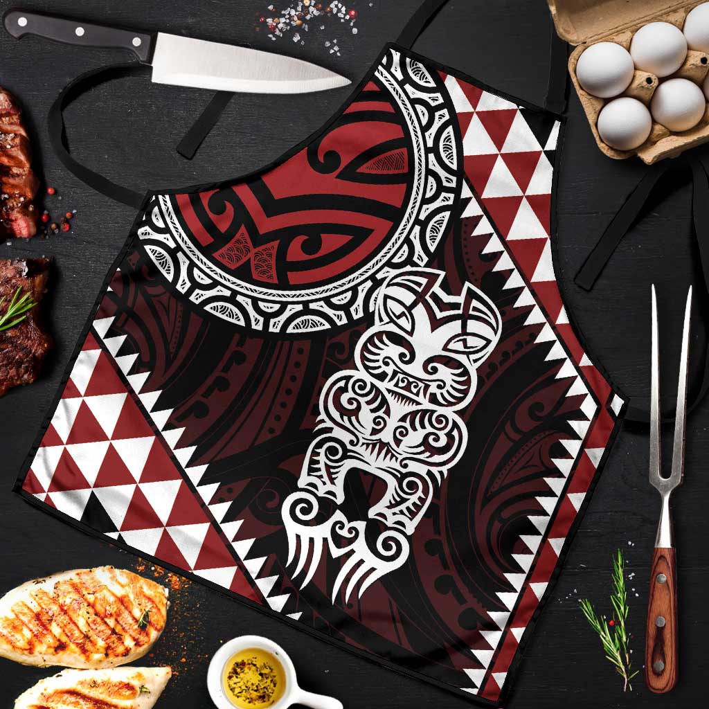 Red Aotearoa Niho Taniwha Apron Maori Mythology Tooth - Taniko Motifs - Polynesian Pride
