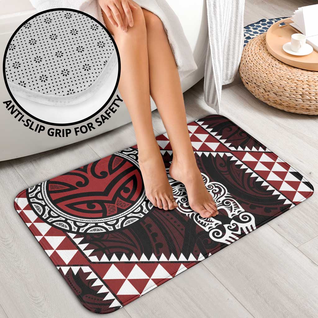 Red Aotearoa Niho Taniwha Bathroom Set Maori Mythology Tooth - Taniko Motifs - Polynesian Pride