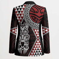 Red Aotearoa Niho Taniwha Blazer Maori Mythology Tooth - Taniko Motifs - Polynesian Pride