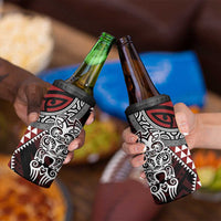 Red Aotearoa Niho Taniwha 4 in 1 Can Cooler Tumbler Maori Mythology Tooth - Taniko Motifs LT14 - Polynesian Pride