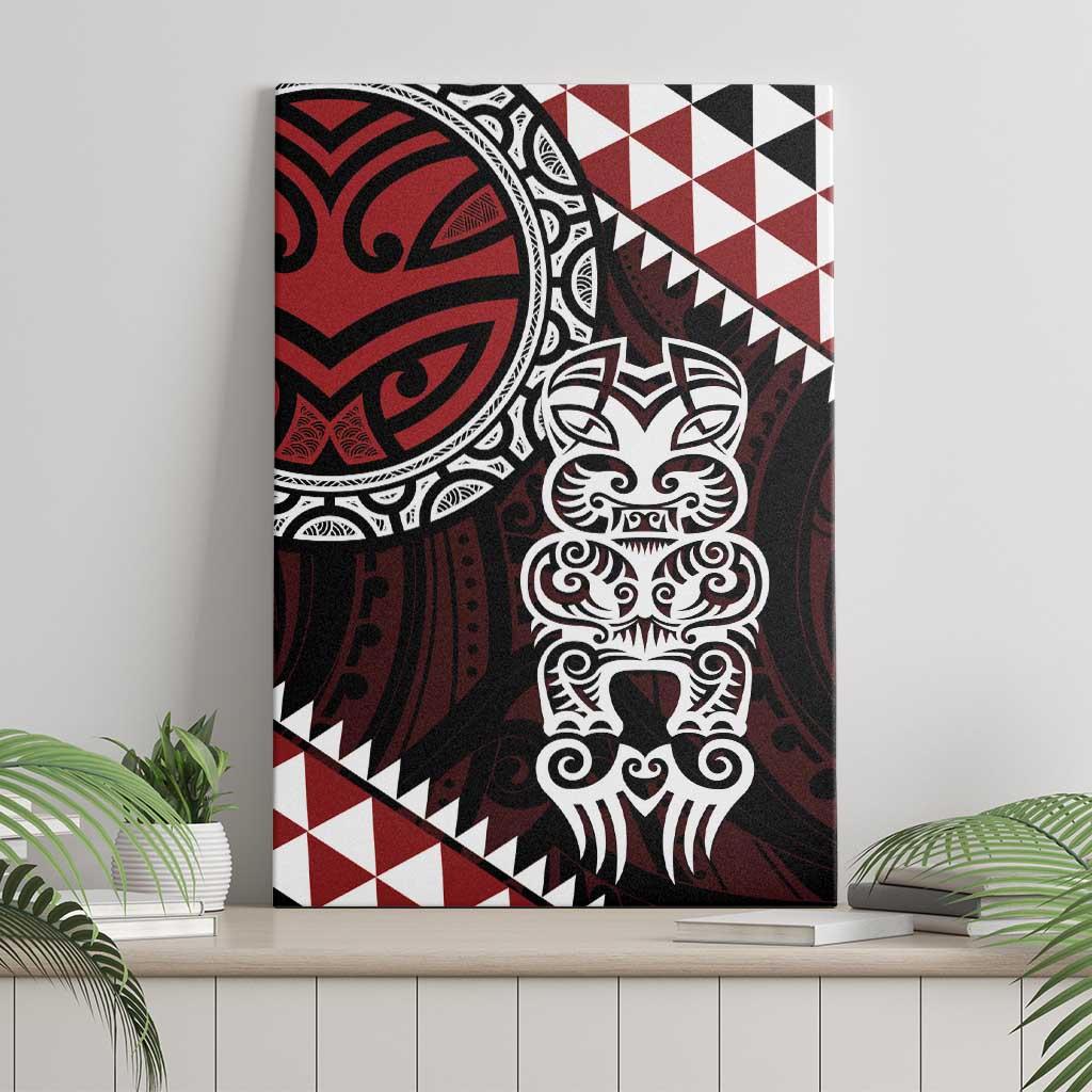 Red Aotearoa Niho Taniwha Canvas Wall Art Maori Mythology Tooth - Taniko Motifs LT14 - Polynesian Pride
