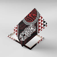 Red Aotearoa Niho Taniwha Canvas Wall Art Maori Mythology Tooth - Taniko Motifs LT14 With Frame Red - Polynesian Pride