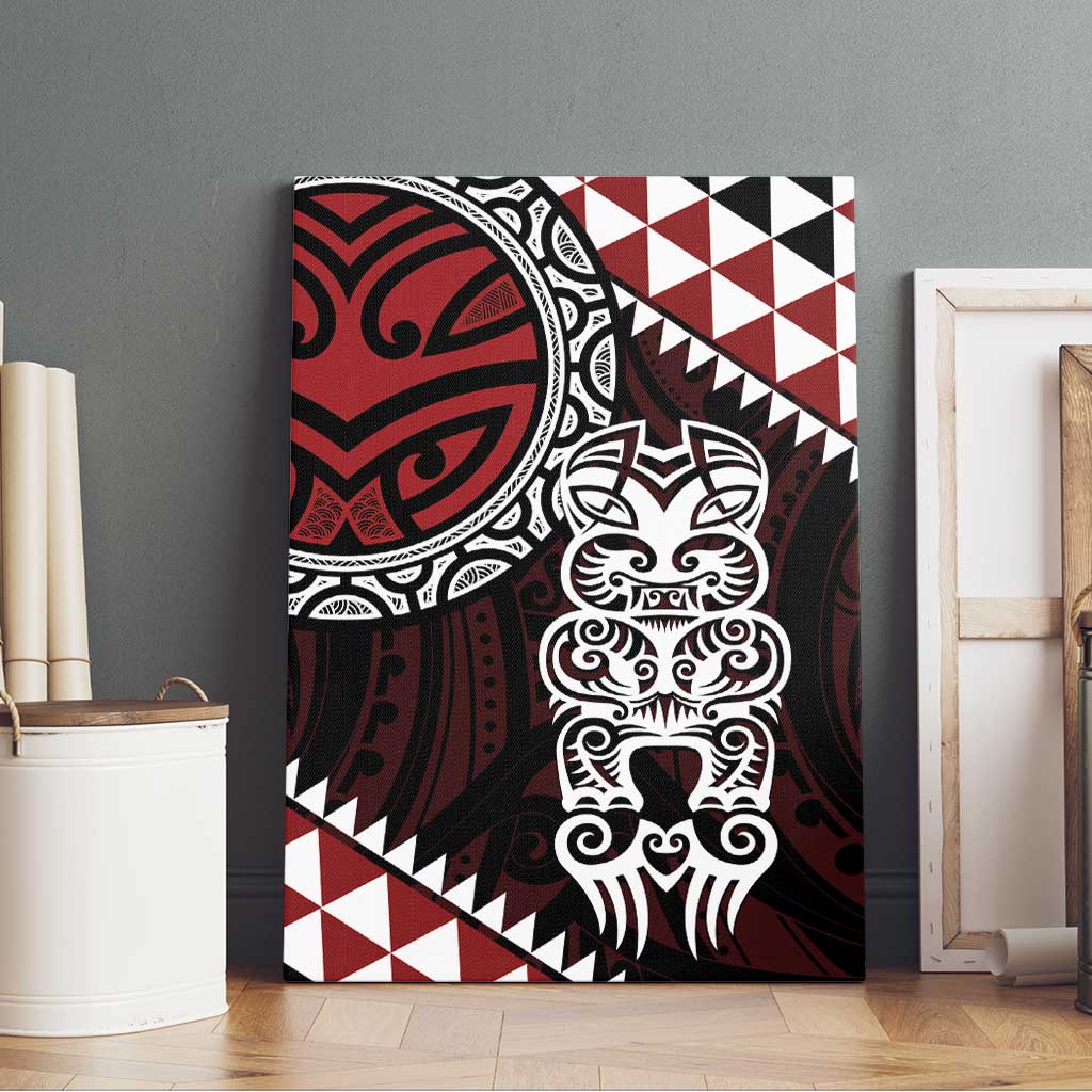 Red Aotearoa Niho Taniwha Canvas Wall Art Maori Mythology Tooth - Taniko Motifs LT14 - Polynesian Pride