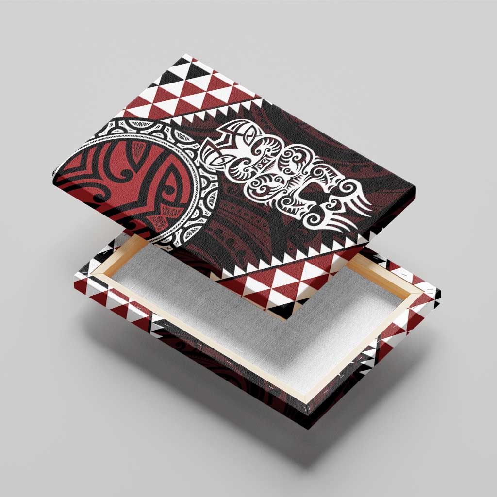 Red Aotearoa Niho Taniwha Canvas Wall Art Maori Mythology Tooth - Taniko Motifs LT14 - Polynesian Pride