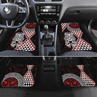 Red Aotearoa Niho Taniwha Car Mats Maori Mythology Tooth - Taniko Motifs LT14 Set 4pcs Red - Polynesian Pride