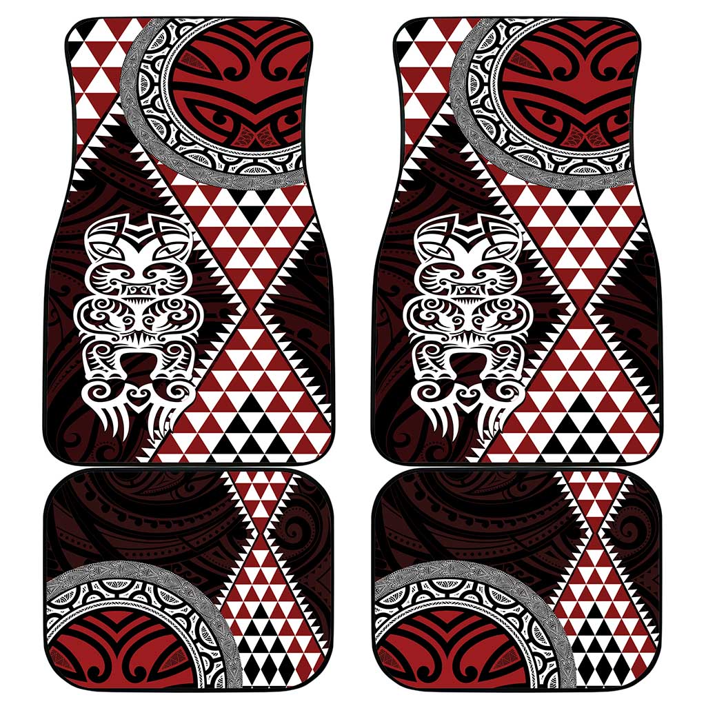 Red Aotearoa Niho Taniwha Car Mats Maori Mythology Tooth - Taniko Motifs LT14 - Polynesian Pride