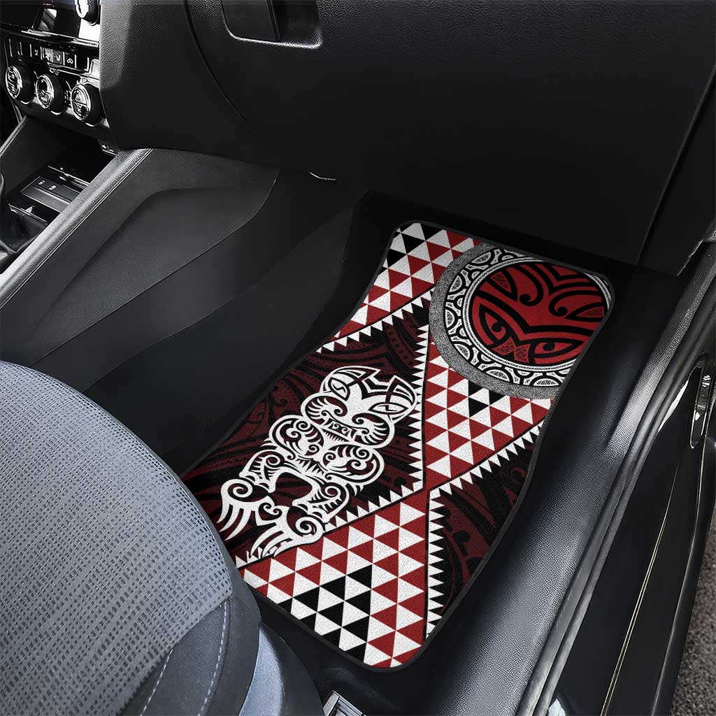Red Aotearoa Niho Taniwha Car Mats Maori Mythology Tooth - Taniko Motifs LT14 - Polynesian Pride