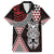 Red Aotearoa Niho Taniwha Family Matching Off Shoulder Short Dress and Hawaiian Shirt Maori Mythology Tooth - Taniko Motifs