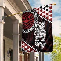 Red Aotearoa Niho Taniwha Garden Flag Maori Mythology Tooth - Taniko Motifs LT14 House Flag Red - Polynesian Pride