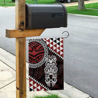 Red Aotearoa Niho Taniwha Garden Flag Maori Mythology Tooth - Taniko Motifs LT14 - Polynesian Pride