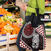 Red Aotearoa Niho Taniwha Grocery Bag Maori Mythology Tooth - Taniko Motifs LT14 - Polynesian Pride