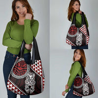 Red Aotearoa Niho Taniwha Grocery Bag Maori Mythology Tooth - Taniko Motifs LT14 - Polynesian Pride
