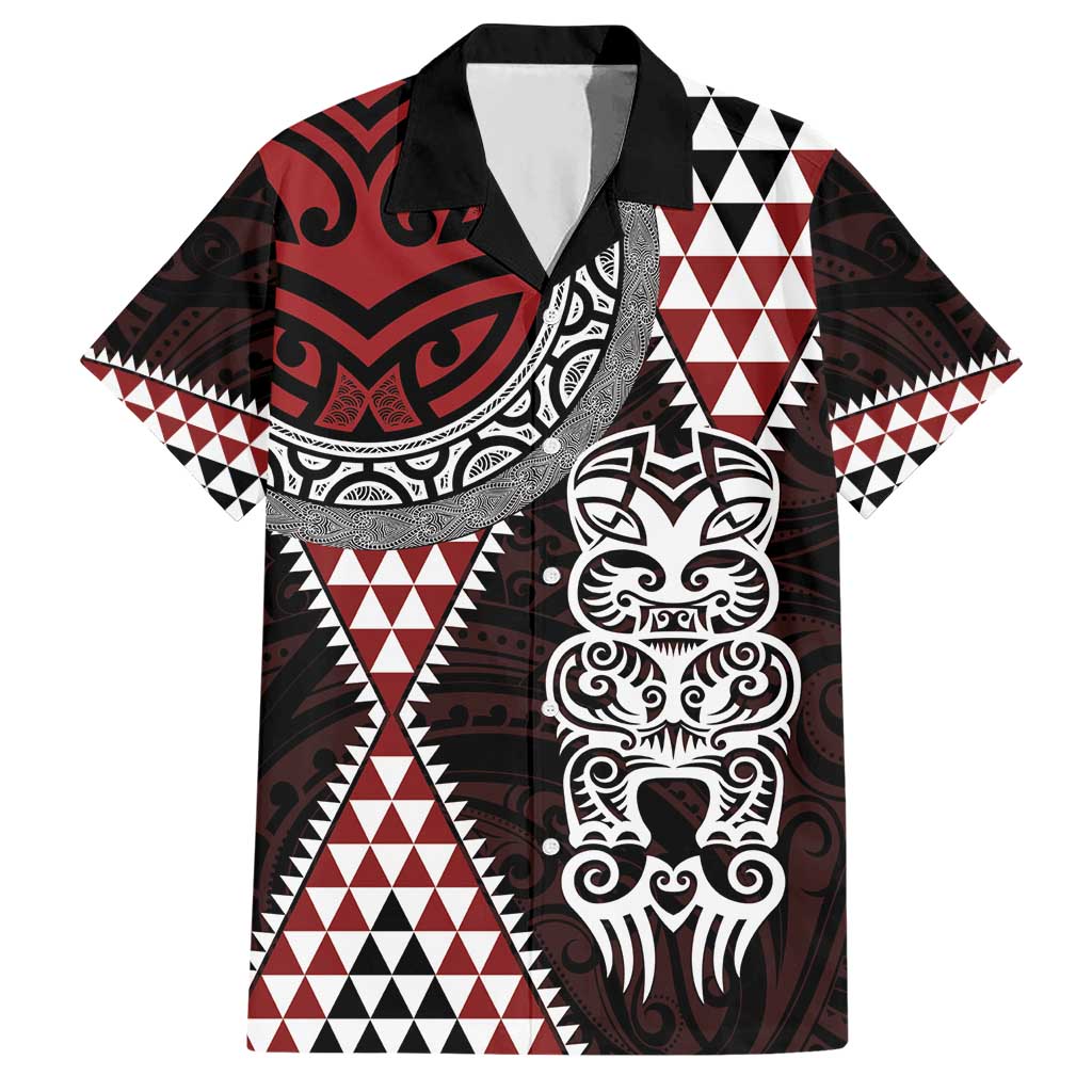 Red Aotearoa Niho Taniwha Hawaiian Shirt Maori Mythology Tooth - Taniko Motifs LT14 Red - Polynesian Pride