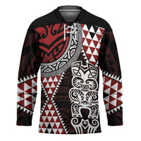 Red Aotearoa Niho Taniwha Hockey Jersey Maori Mythology Tooth - Taniko Motifs - Polynesian Pride