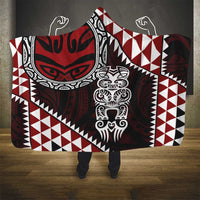 Red Aotearoa Niho Taniwha Hooded Blanket Maori Mythology Tooth - Taniko Motifs LT14 - Polynesian Pride