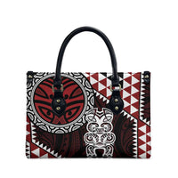 Red Aotearoa Niho Taniwha Leather Bag Maori Mythology Tooth - Taniko Motifs - Polynesian Pride