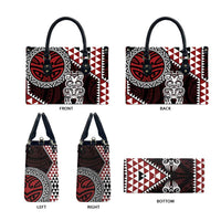 Red Aotearoa Niho Taniwha Leather Bag Maori Mythology Tooth - Taniko Motifs - Polynesian Pride