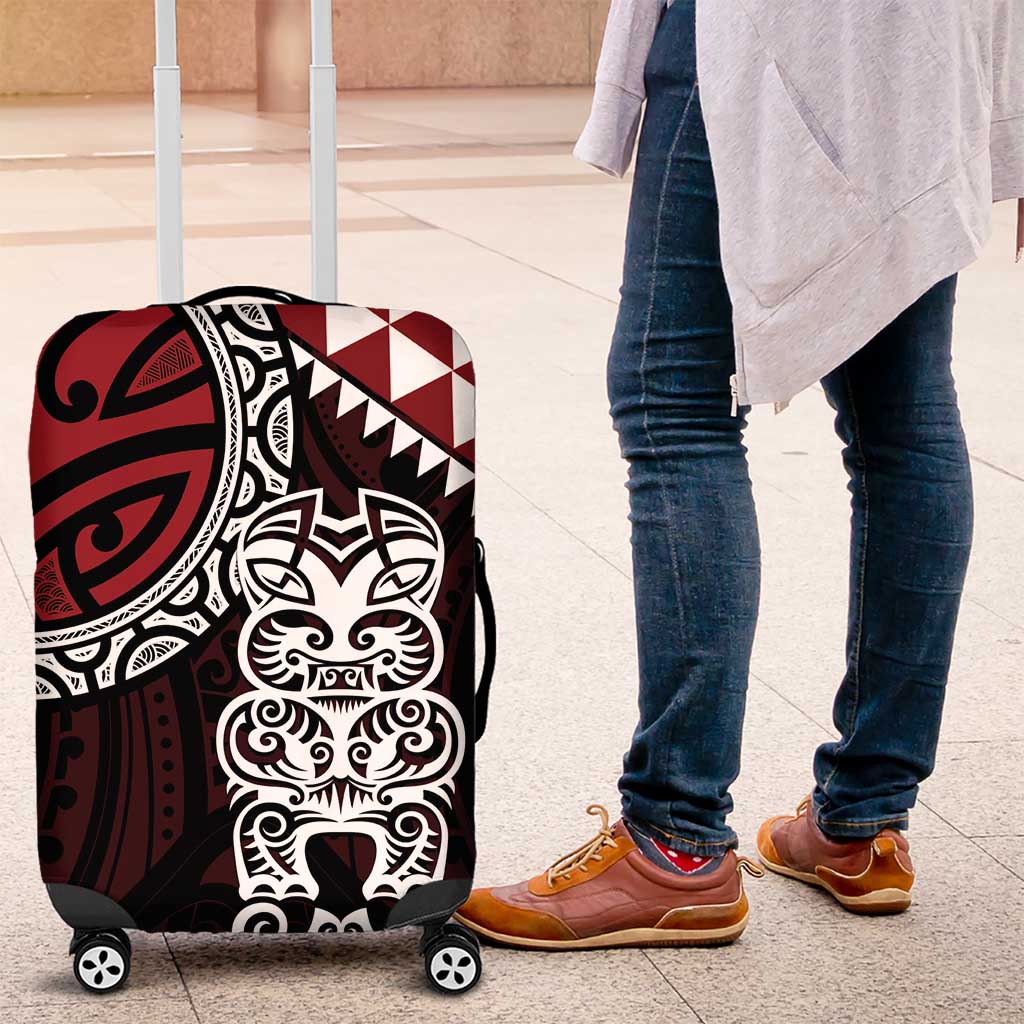 Red Aotearoa Niho Taniwha Luggage Cover Maori Mythology Tooth - Taniko Motifs