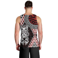 Red Aotearoa Niho Taniwha Men Tank Top Maori Mythology Tooth - Taniko Motifs LT14 - Polynesian Pride