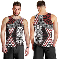 Red Aotearoa Niho Taniwha Men Tank Top Maori Mythology Tooth - Taniko Motifs LT14 - Polynesian Pride
