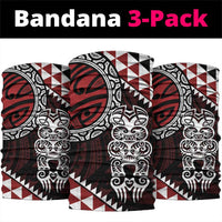 Red Aotearoa Niho Taniwha Neck Gaiter Maori Mythology Tooth - Taniko Motifs - Polynesian Pride