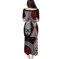 Red Aotearoa Niho Taniwha Puletasi Maori Mythology Tooth - Taniko Motifs LT14 - Polynesian Pride