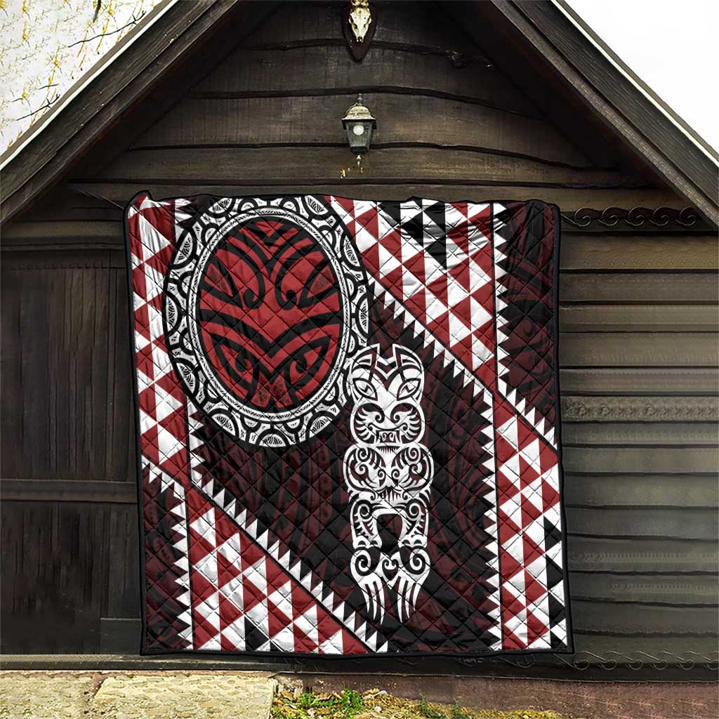 Red Aotearoa Niho Taniwha Quilt Maori Mythology Tooth - Taniko Motifs