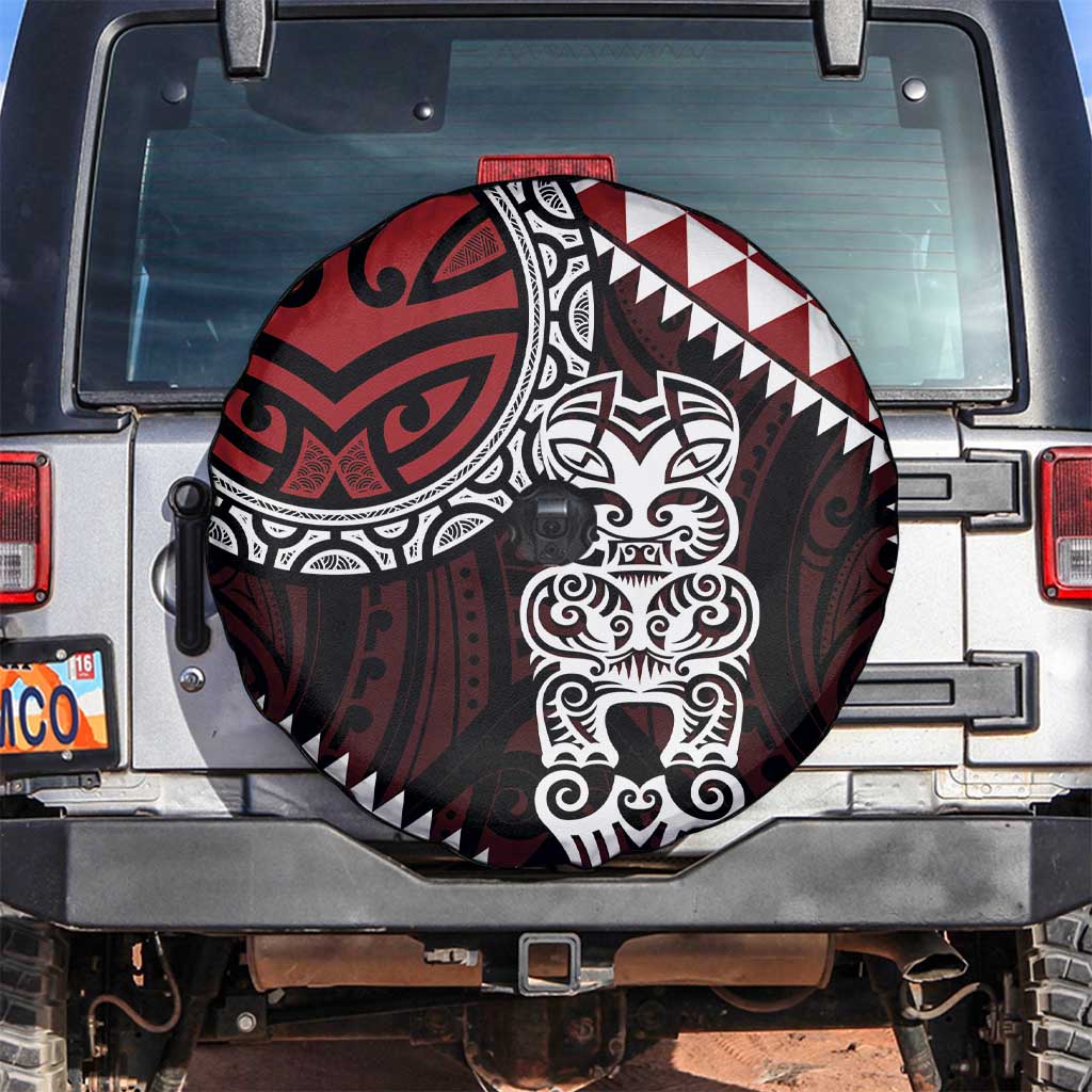 Red Aotearoa Niho Taniwha Spare Tire Cover Maori Mythology Tooth - Taniko Motifs LT14 Red - Polynesian Pride