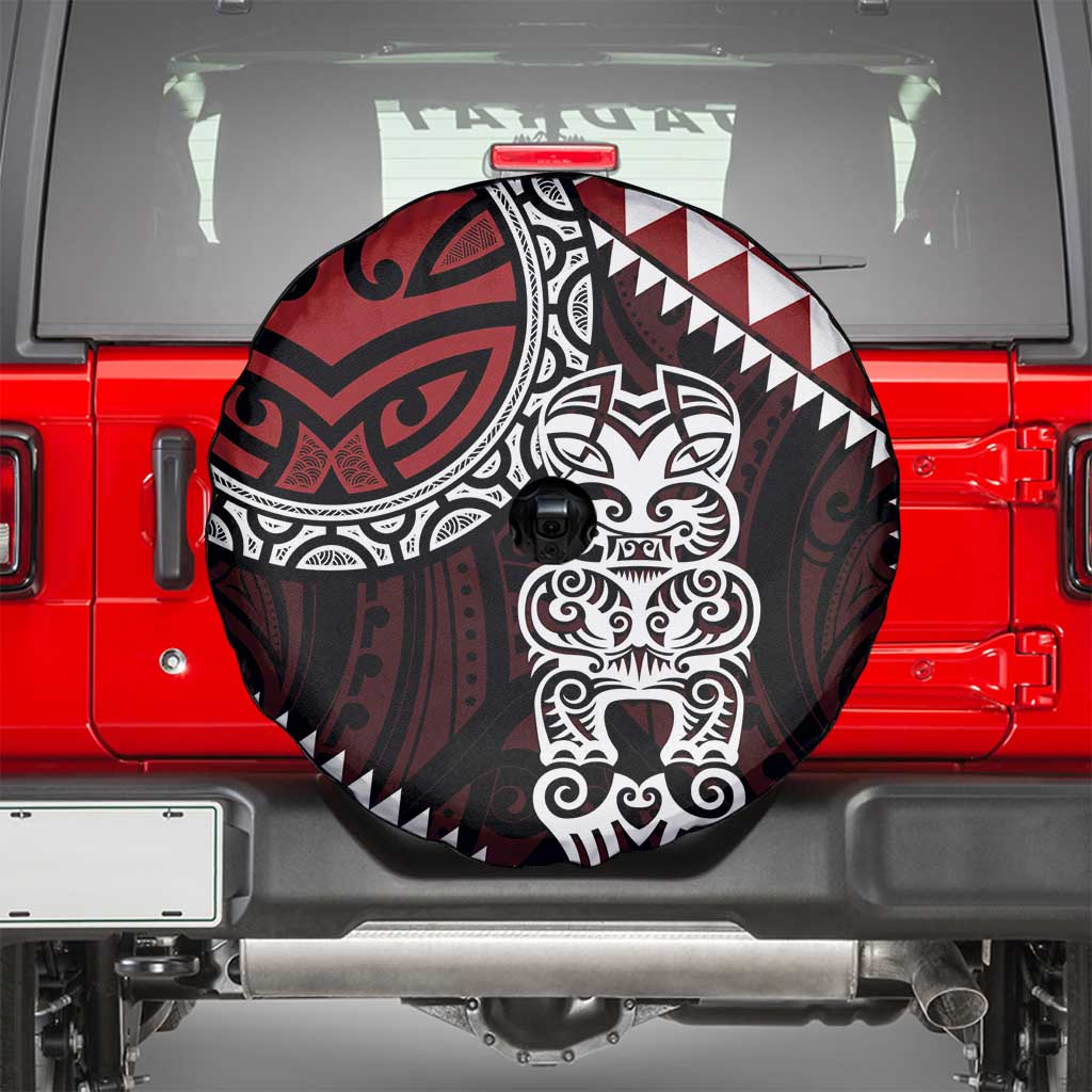 Red Aotearoa Niho Taniwha Spare Tire Cover Maori Mythology Tooth - Taniko Motifs LT14 - Polynesian Pride