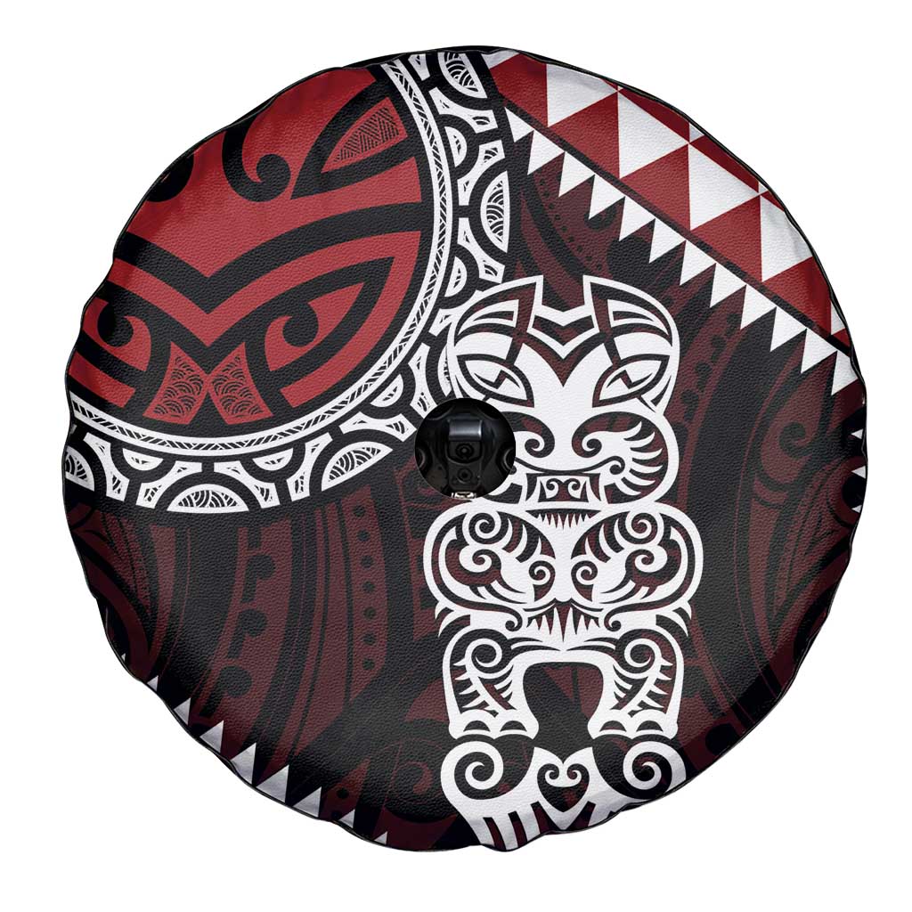 Red Aotearoa Niho Taniwha Spare Tire Cover Maori Mythology Tooth - Taniko Motifs LT14 - Polynesian Pride
