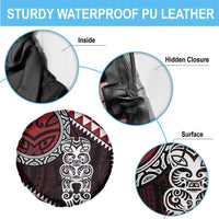 Red Aotearoa Niho Taniwha Spare Tire Cover Maori Mythology Tooth - Taniko Motifs LT14 - Polynesian Pride